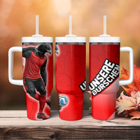 Austria Football Unsere Burschen Tumbler With Handle Eagle Mascot Patriotic Wave Grunge