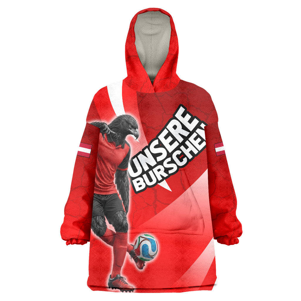 Personalized Austria Football Unsere Burschen Wearable Blanket Hoodie Eagle Mascot Patriotic Wave Grunge