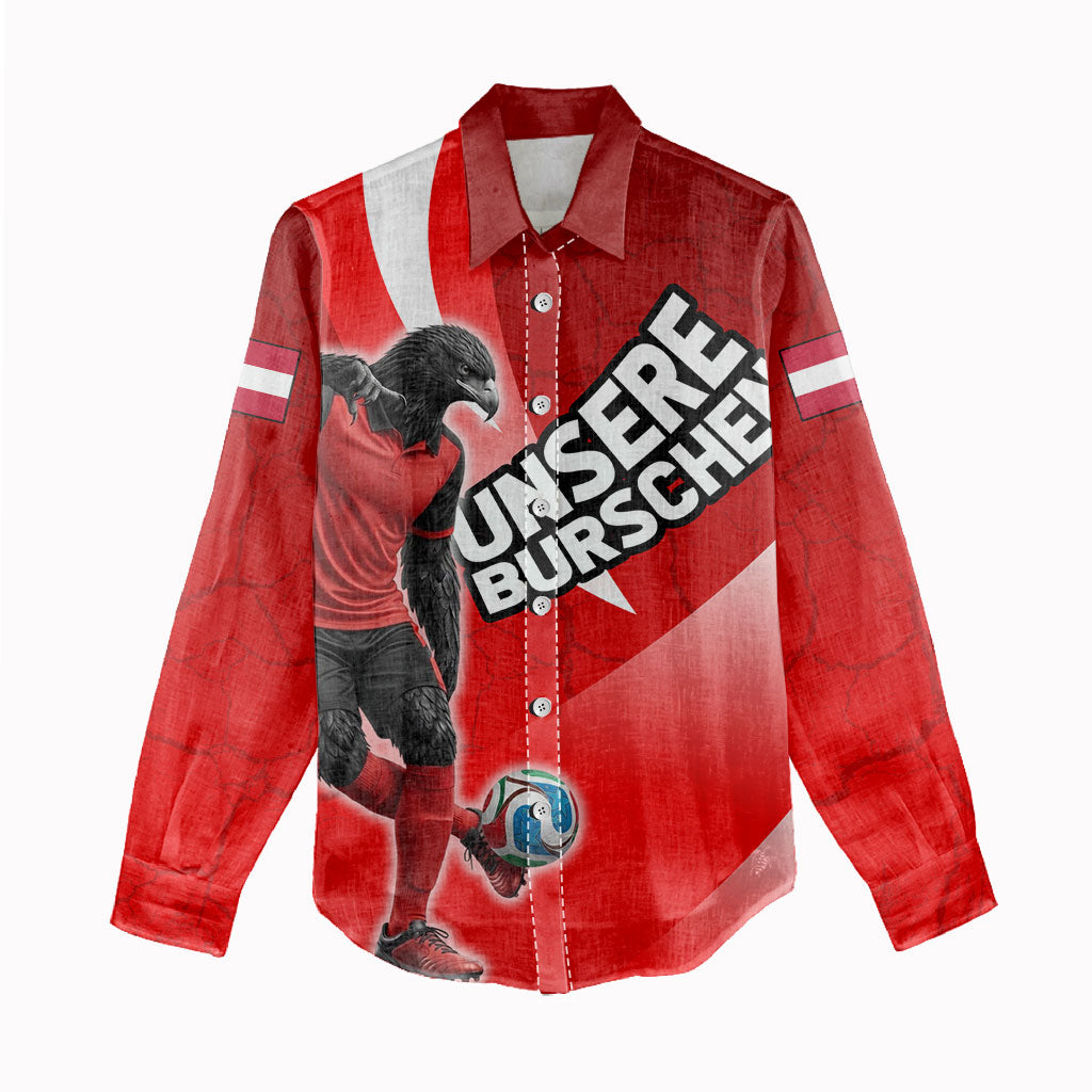 Personalized Austria Football Unsere Burschen Women Casual Shirt Eagle Mascot Patriotic Wave Grunge