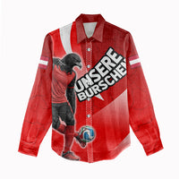 Personalized Austria Football Unsere Burschen Women Casual Shirt Eagle Mascot Patriotic Wave Grunge