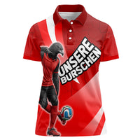 Personalized Austria Football Unsere Burschen Women Polo Shirt Eagle Mascot Patriotic Wave Grunge