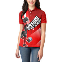 Personalized Austria Football Unsere Burschen Women Polo Shirt Eagle Mascot Patriotic Wave Grunge