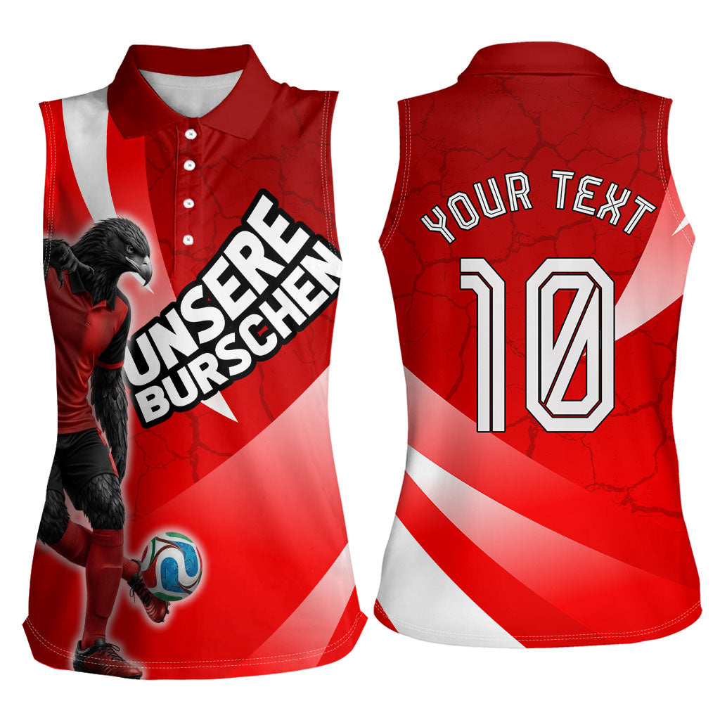 Personalized Austria Football Unsere Burschen Women Sleeveless Polo Shirt Eagle Mascot Patriotic Wave Grunge