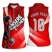 Personalized Austria Football Unsere Burschen Women Sleeveless Polo Shirt Eagle Mascot Patriotic Wave Grunge