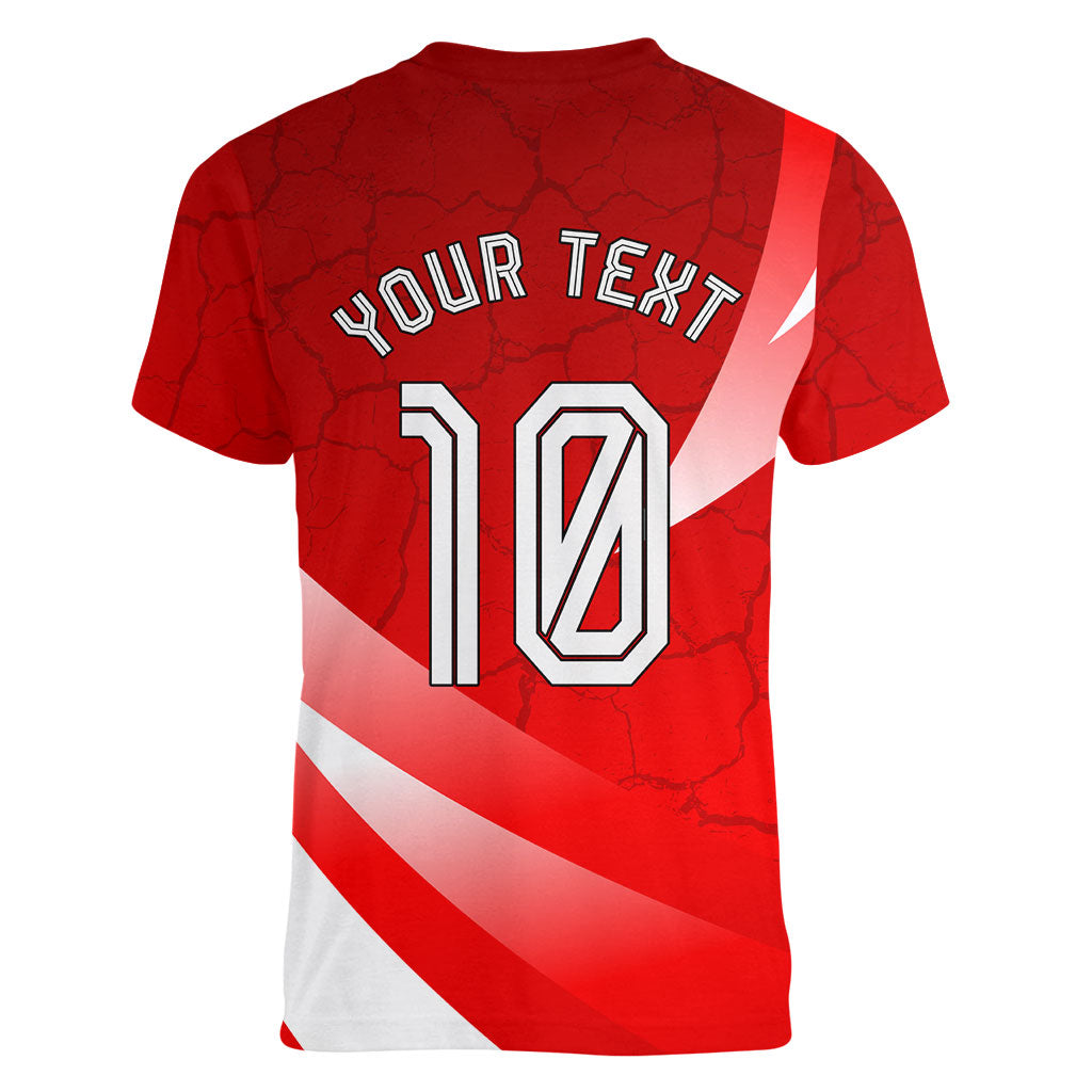 Personalized Austria Football Unsere Burschen Women V-Neck T-Shirt Eagle Mascot Patriotic Wave Grunge