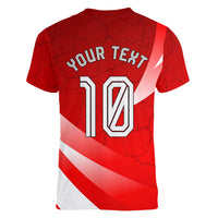 Personalized Austria Football Unsere Burschen Women V-Neck T-Shirt Eagle Mascot Patriotic Wave Grunge