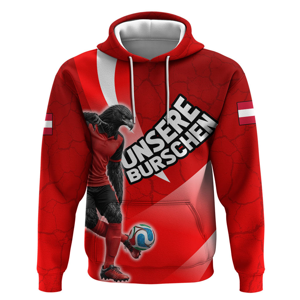 Personalized Austria Football Unsere Burschen Zip Hoodie Eagle Mascot Patriotic Wave Grunge