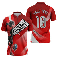 Personalized Austria Football Unsere Burschen Zipper Polo Shirt Eagle Mascot Patriotic Wave Grunge