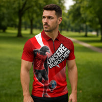 Personalized Austria Football Unsere Burschen Zipper Polo Shirt Eagle Mascot Patriotic Wave Grunge