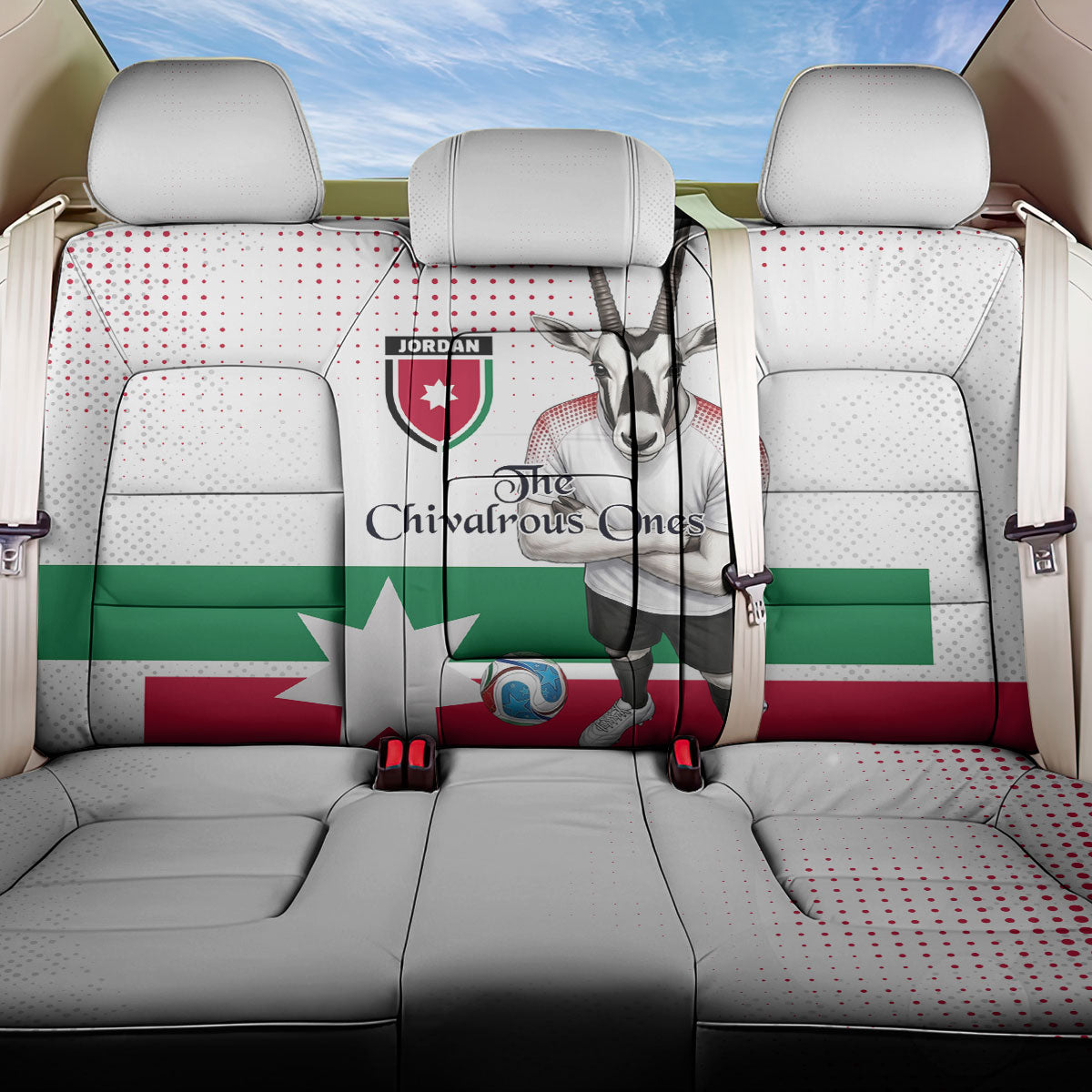 Jordan Football Back Car Seat Cover The Chivalrous Ones Oryx Mascot Patriotic Halftone Dot
