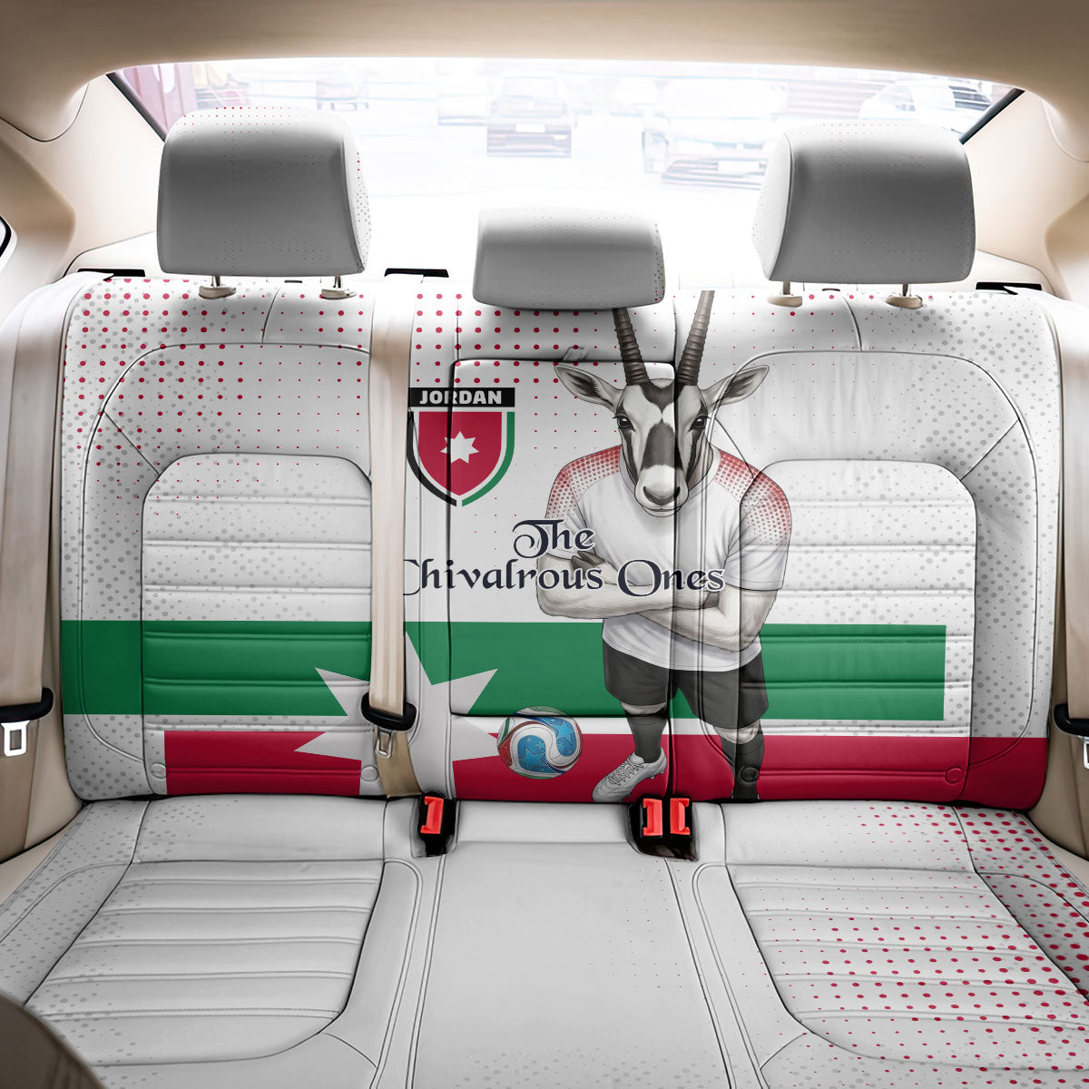 Jordan Football Back Car Seat Cover The Chivalrous Ones Oryx Mascot Patriotic Halftone Dot