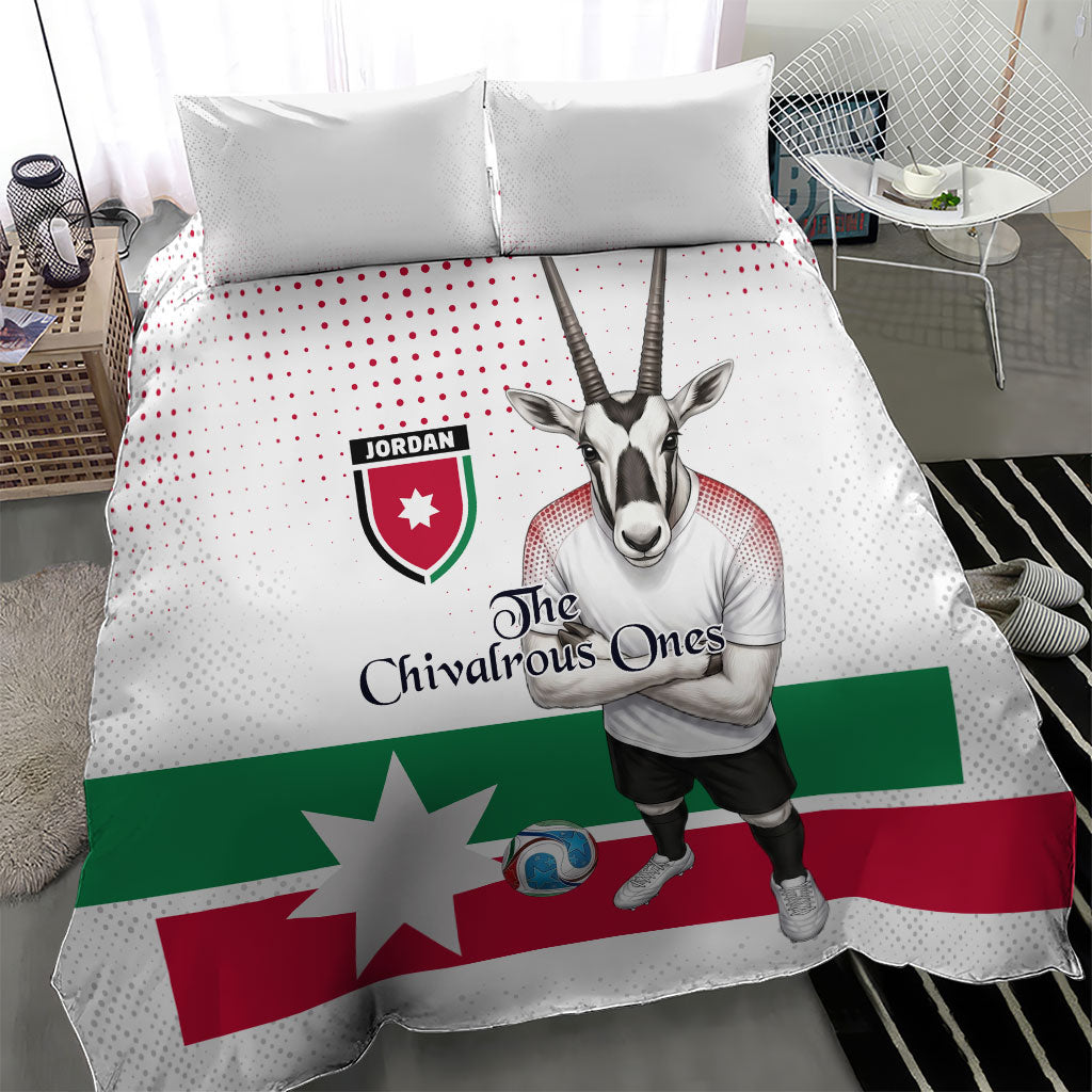 Jordan Football Bedding Set The Chivalrous Ones Oryx Mascot Patriotic Halftone Dot