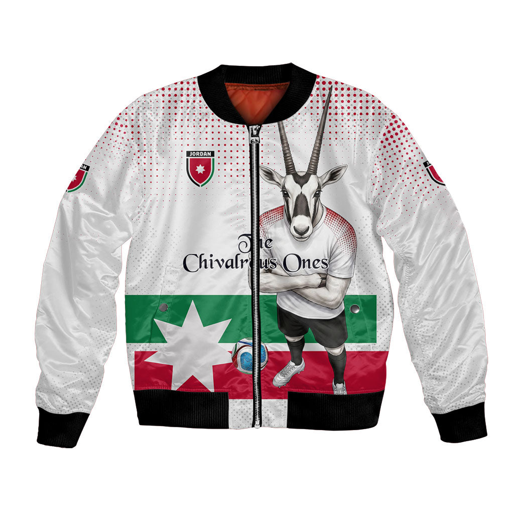 Personalized Jordan Football Bomber Jacket The Chivalrous Ones Oryx Mascot Patriotic Halftone Dot