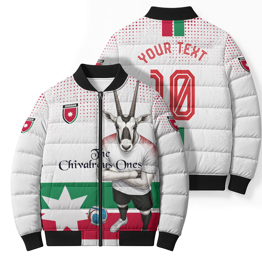 Personalized Jordan Football Bomber Puffer Jacket The Chivalrous Ones Oryx Mascot Patriotic Halftone Dot