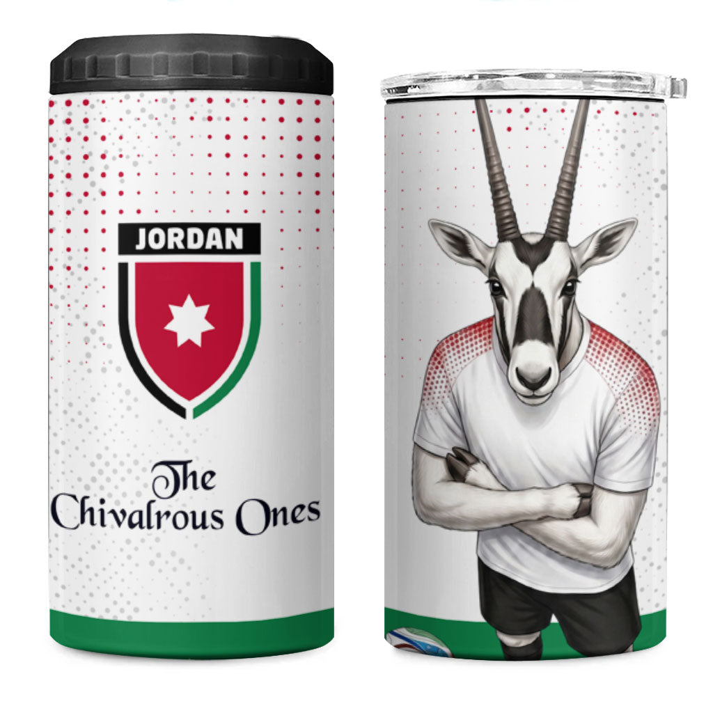 Jordan Football 4 in 1 Can Cooler Tumbler The Chivalrous Ones Oryx Mascot Patriotic Halftone Dot