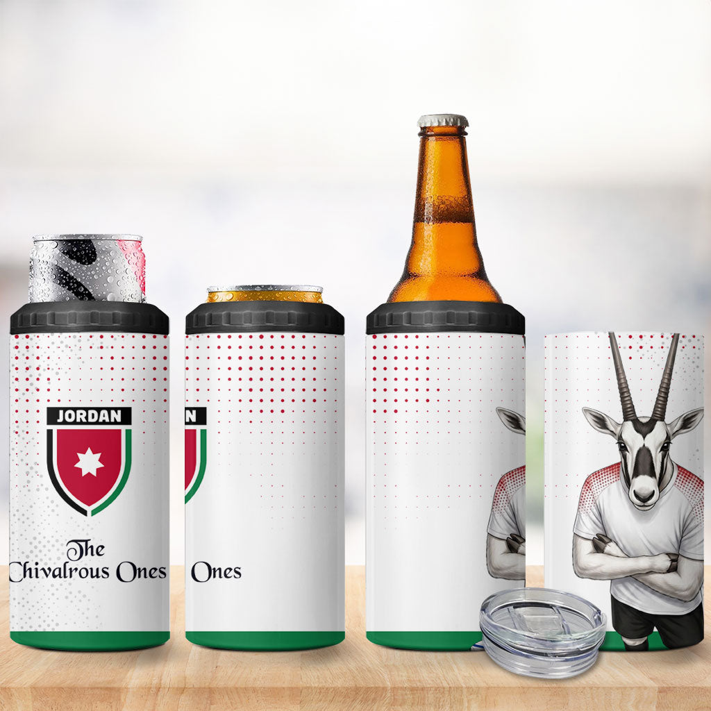 Jordan Football 4 in 1 Can Cooler Tumbler The Chivalrous Ones Oryx Mascot Patriotic Halftone Dot