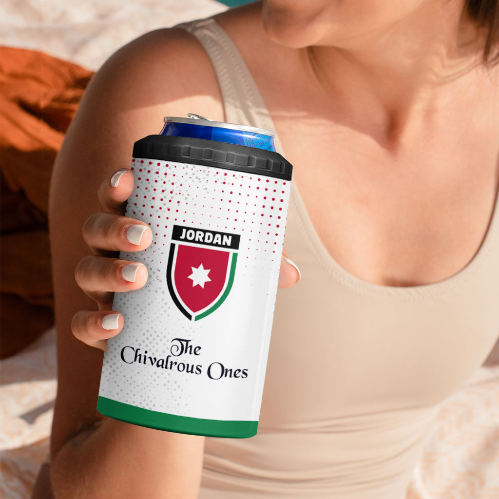 Jordan Football 4 in 1 Can Cooler Tumbler The Chivalrous Ones Oryx Mascot Patriotic Halftone Dot