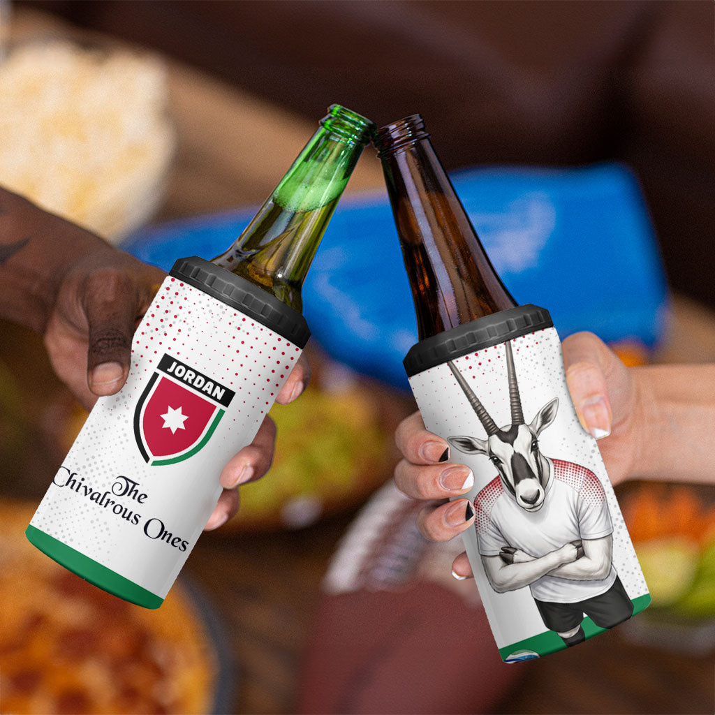 Jordan Football 4 in 1 Can Cooler Tumbler The Chivalrous Ones Oryx Mascot Patriotic Halftone Dot