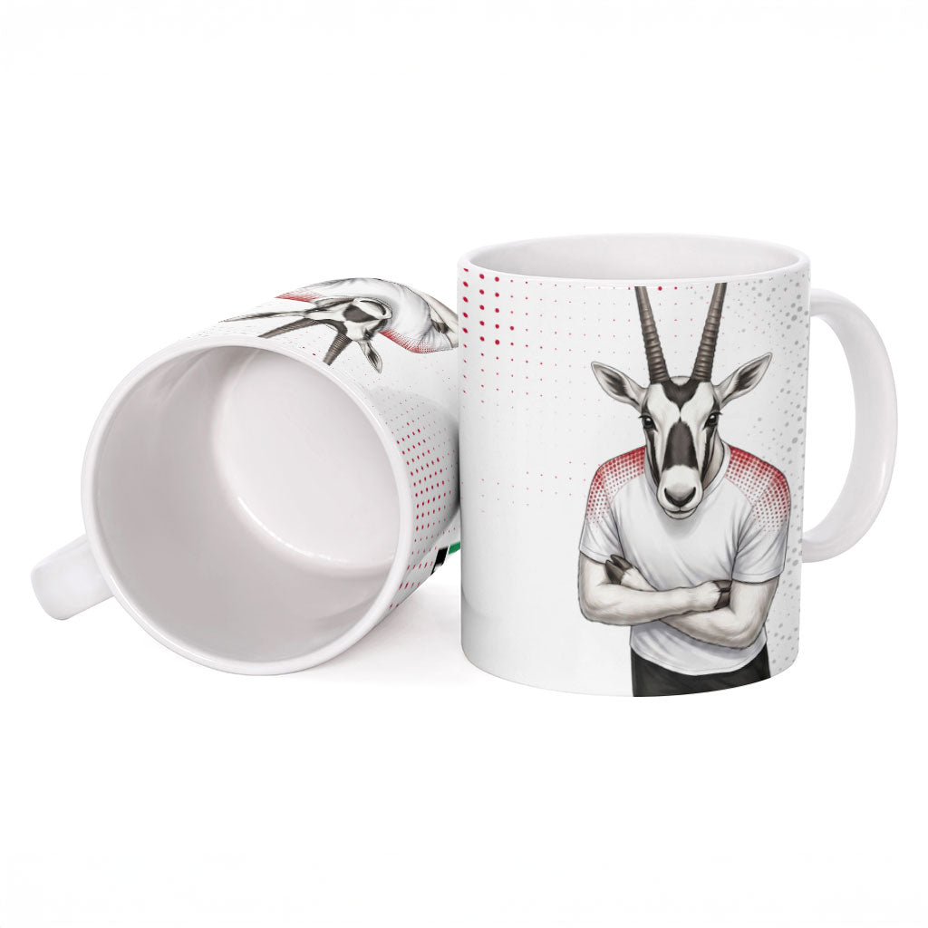 Jordan Football Ceramic Mug The Chivalrous Ones Oryx Mascot Patriotic Halftone Dot