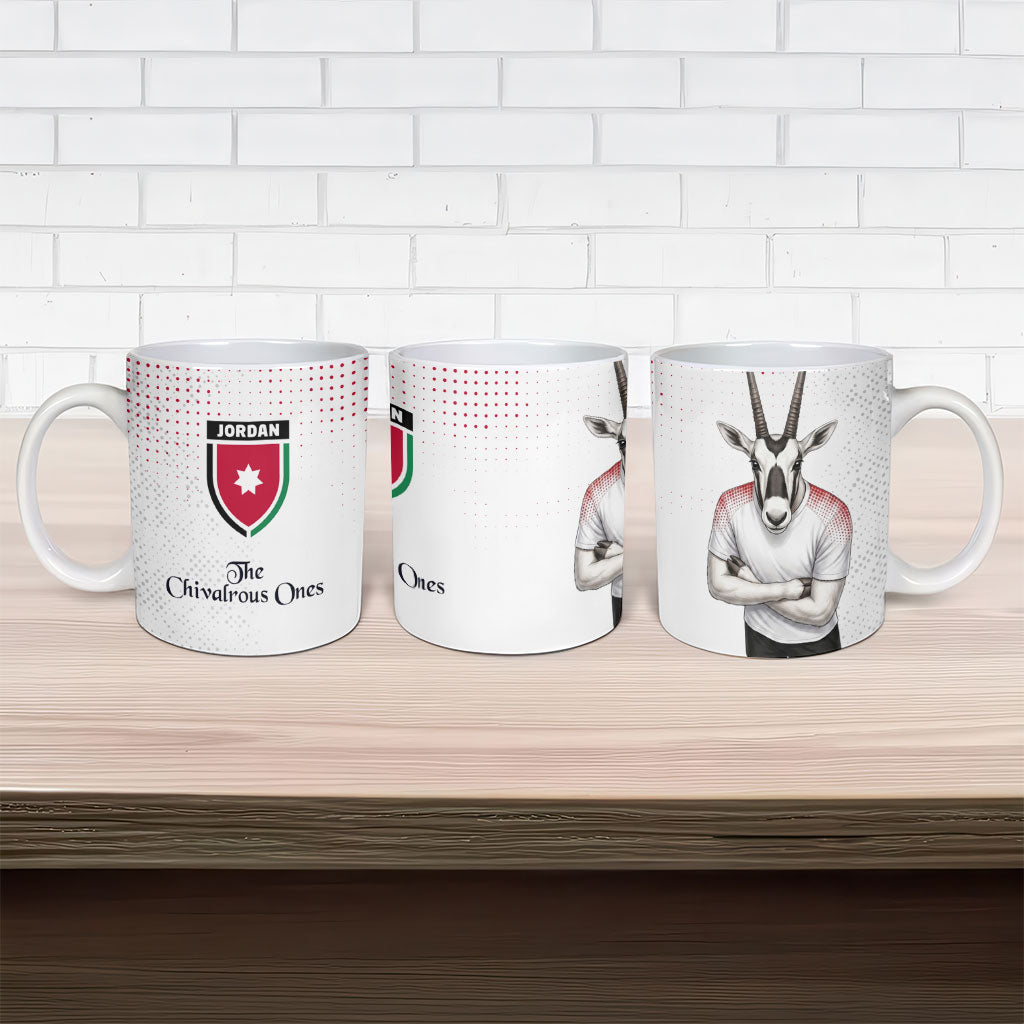 Jordan Football Ceramic Mug The Chivalrous Ones Oryx Mascot Patriotic Halftone Dot