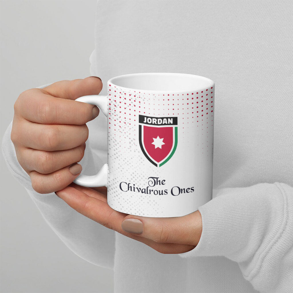 Jordan Football Ceramic Mug The Chivalrous Ones Oryx Mascot Patriotic Halftone Dot