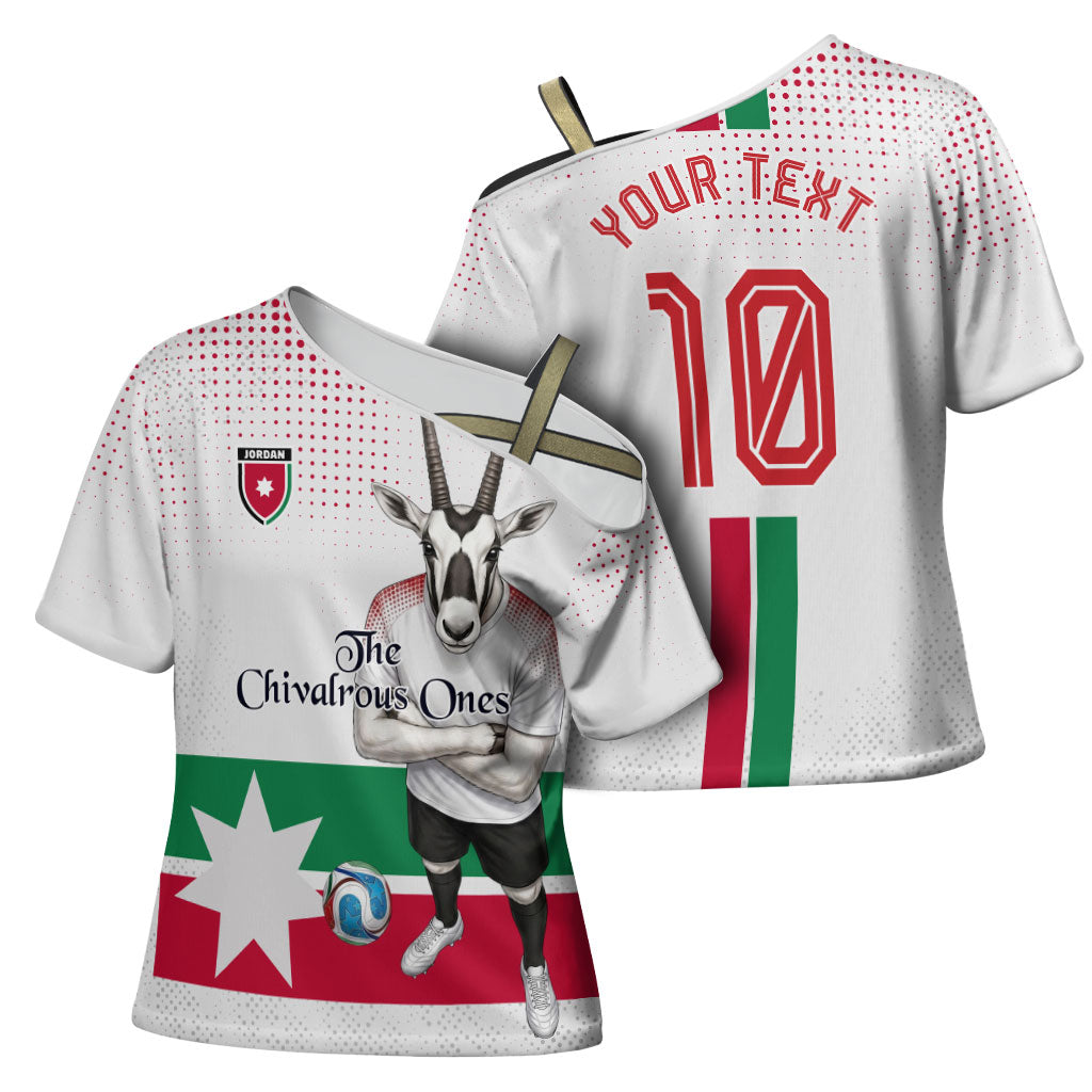 Personalized Jordan Football Cross Shoulder Shirt The Chivalrous Ones Oryx Mascot Patriotic Halftone Dot