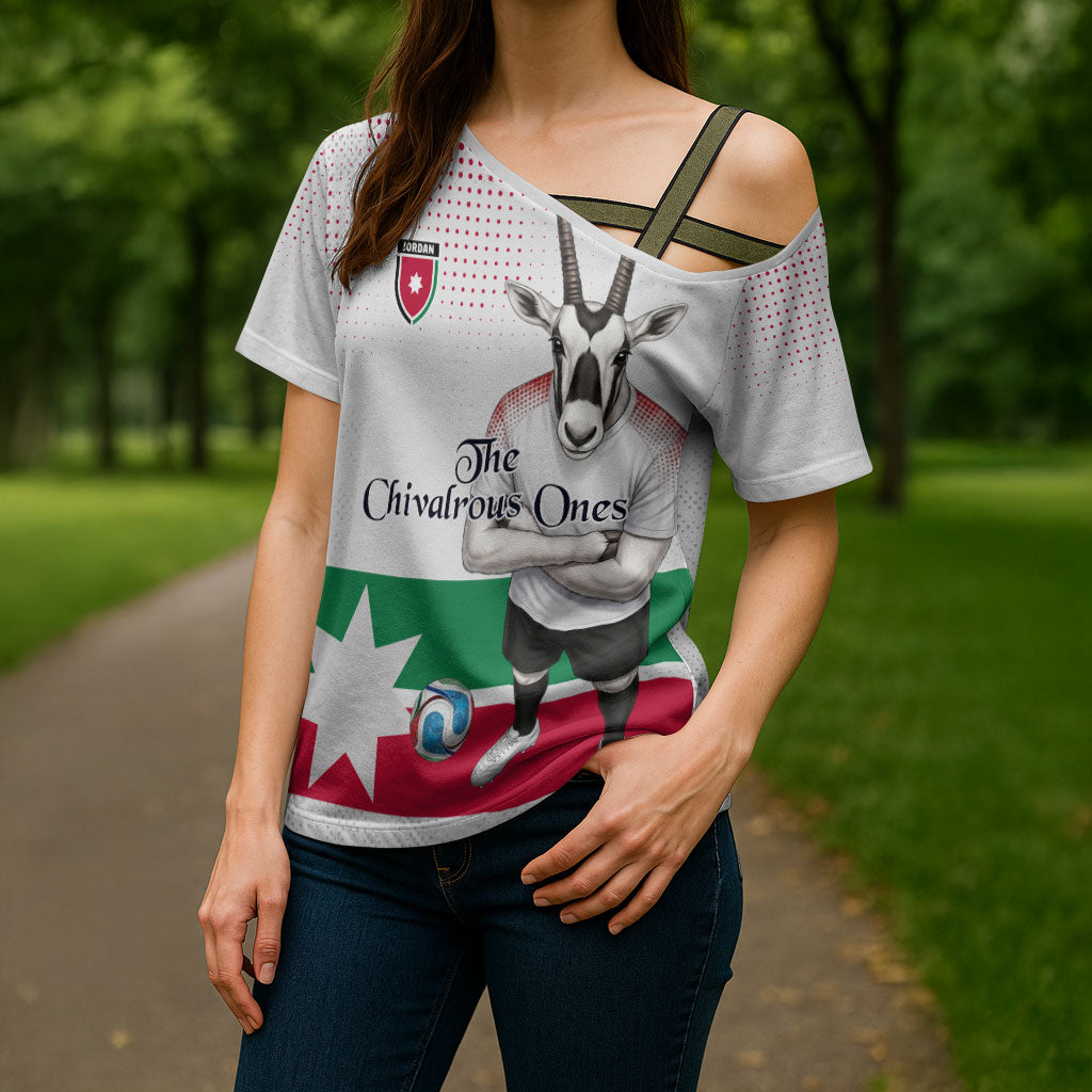 Personalized Jordan Football Cross Shoulder Shirt The Chivalrous Ones Oryx Mascot Patriotic Halftone Dot