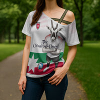 Personalized Jordan Football Cross Shoulder Shirt The Chivalrous Ones Oryx Mascot Patriotic Halftone Dot