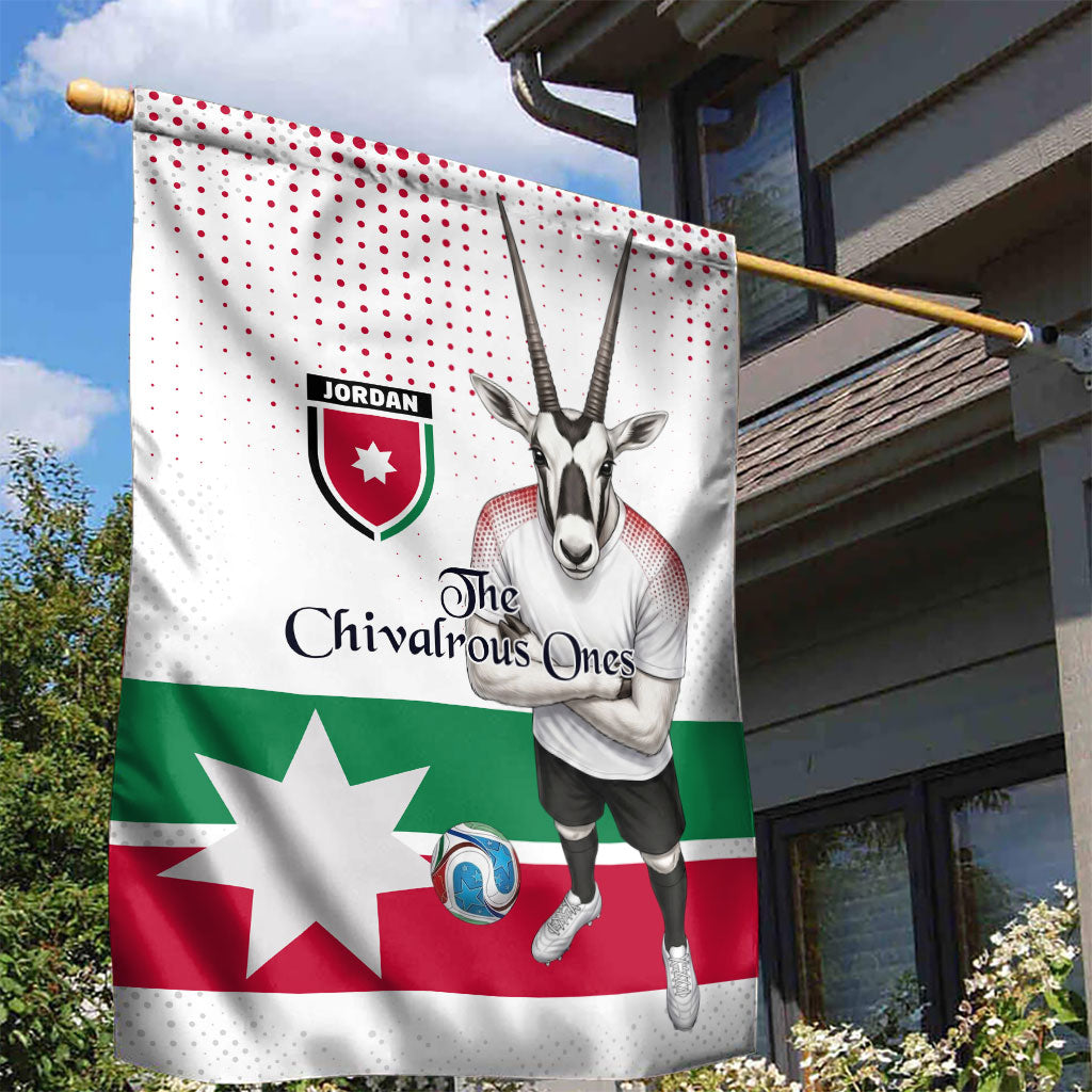 Jordan Football Garden Flag The Chivalrous Ones Oryx Mascot Patriotic Halftone Dot