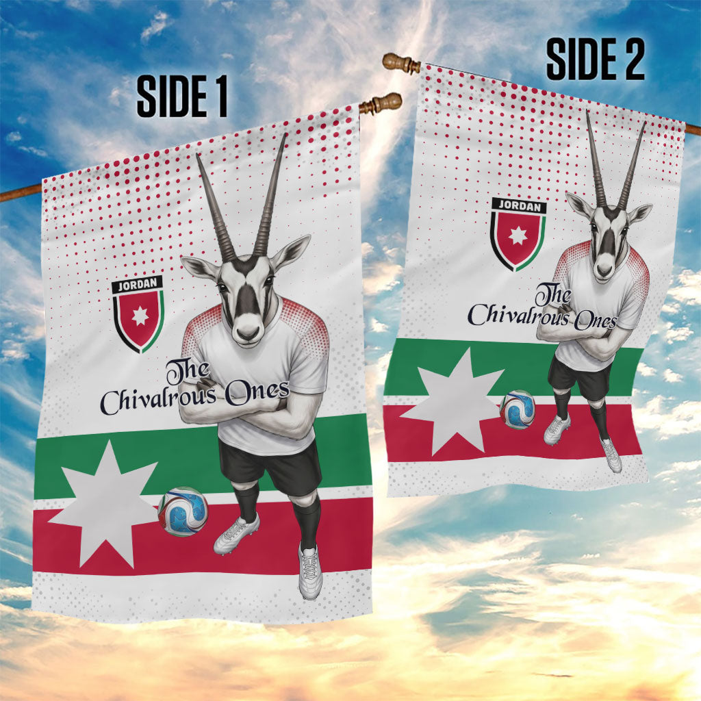 Jordan Football Garden Flag The Chivalrous Ones Oryx Mascot Patriotic Halftone Dot
