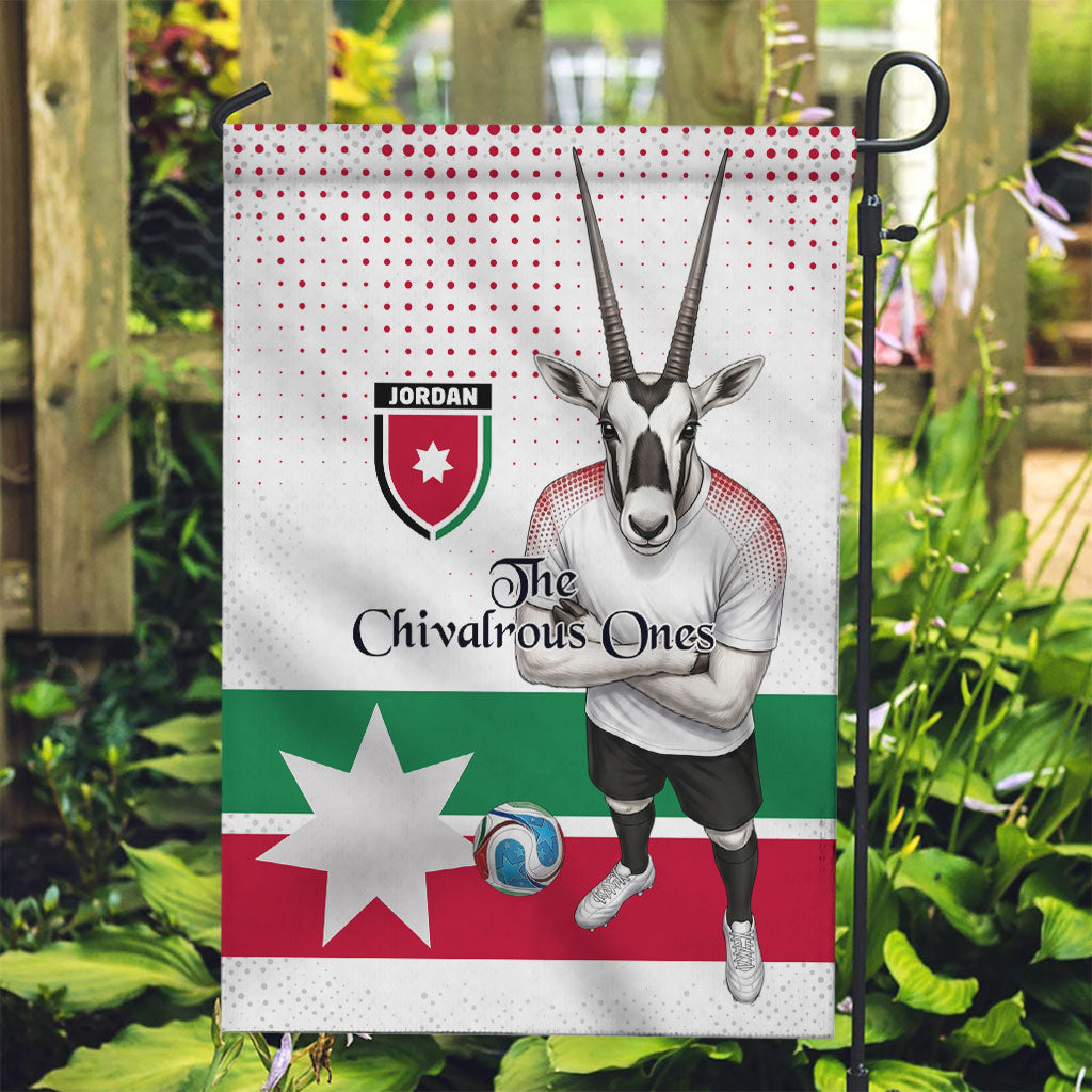 Jordan Football Garden Flag The Chivalrous Ones Oryx Mascot Patriotic Halftone Dot