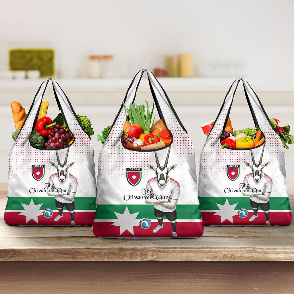 Jordan Football Grocery Bag The Chivalrous Ones Oryx Mascot Patriotic Halftone Dot
