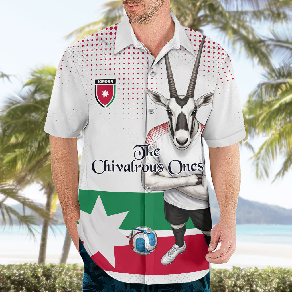 Personalized Jordan Football Hawaiian Shirt The Chivalrous Ones Oryx Mascot Patriotic Halftone Dot