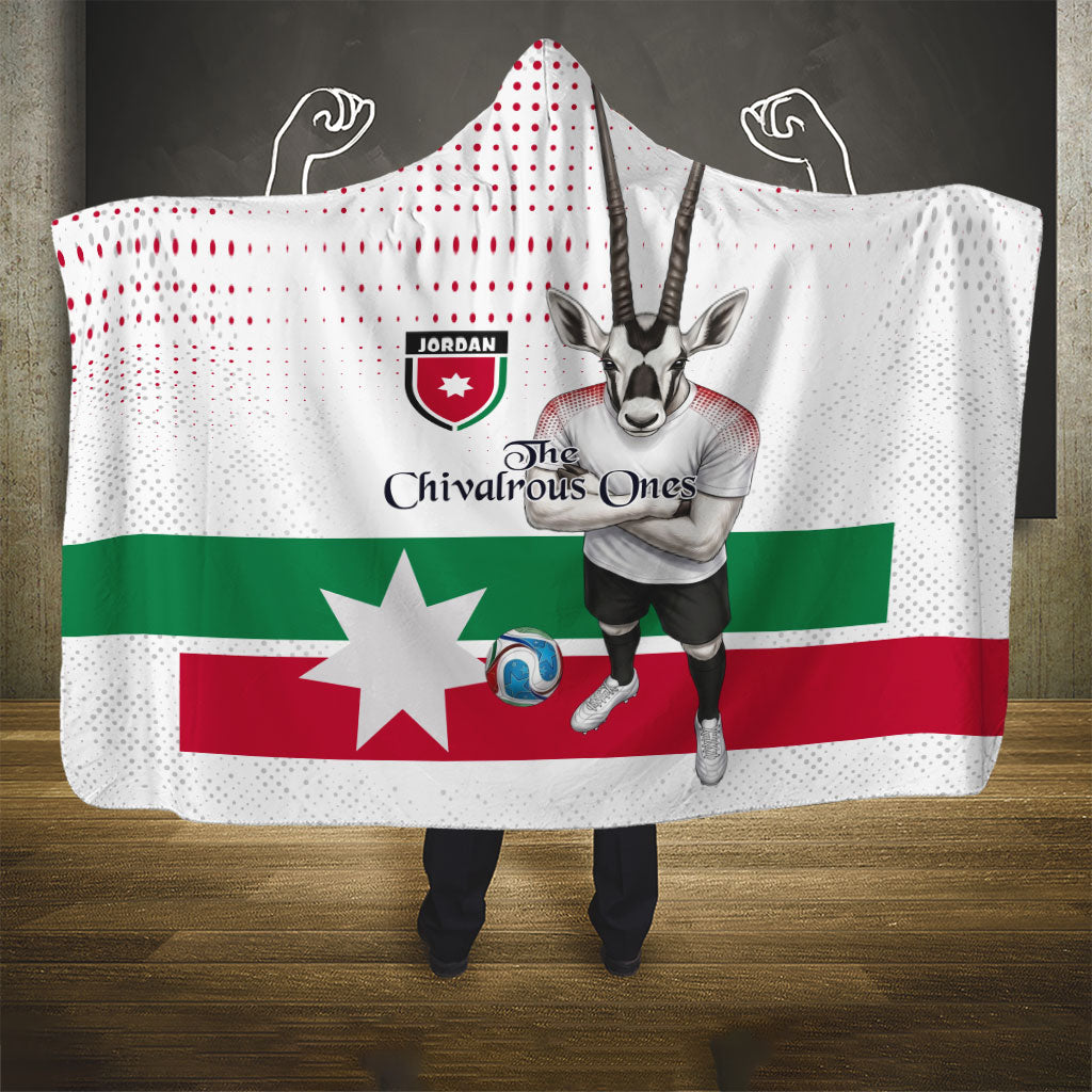 Jordan Football Hooded Blanket The Chivalrous Ones Oryx Mascot Patriotic Halftone Dot