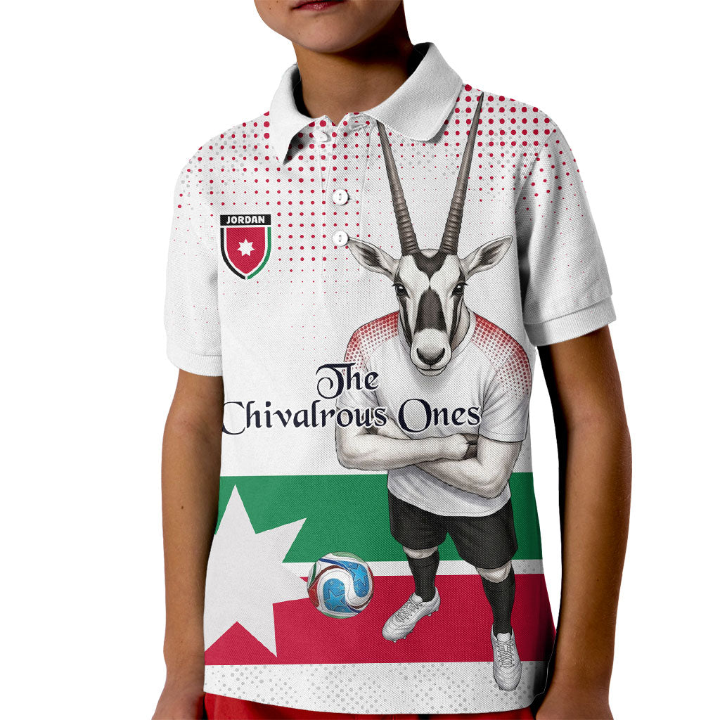 Personalized Jordan Football Kid Polo Shirt The Chivalrous Ones Oryx Mascot Patriotic Halftone Dot