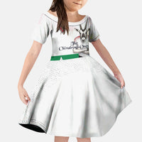Personalized Jordan Football Kid Short Sleeve Dress The Chivalrous Ones Oryx Mascot Patriotic Halftone Dot