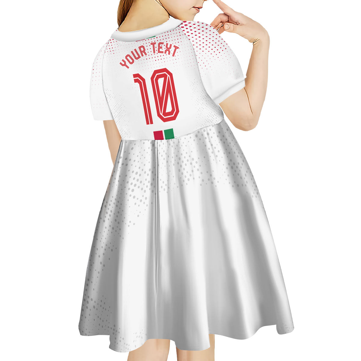 Personalized Jordan Football Kid Short Sleeve Dress The Chivalrous Ones Oryx Mascot Patriotic Halftone Dot