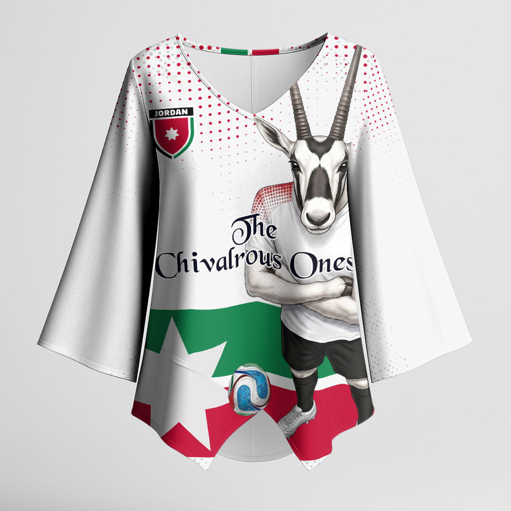 Personalized Jordan Football Kimono Sleeve Blouse The Chivalrous Ones Oryx Mascot Patriotic Halftone Dot