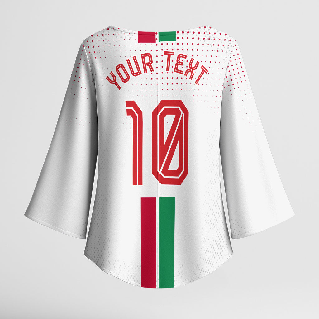 Personalized Jordan Football Kimono Sleeve Blouse The Chivalrous Ones Oryx Mascot Patriotic Halftone Dot