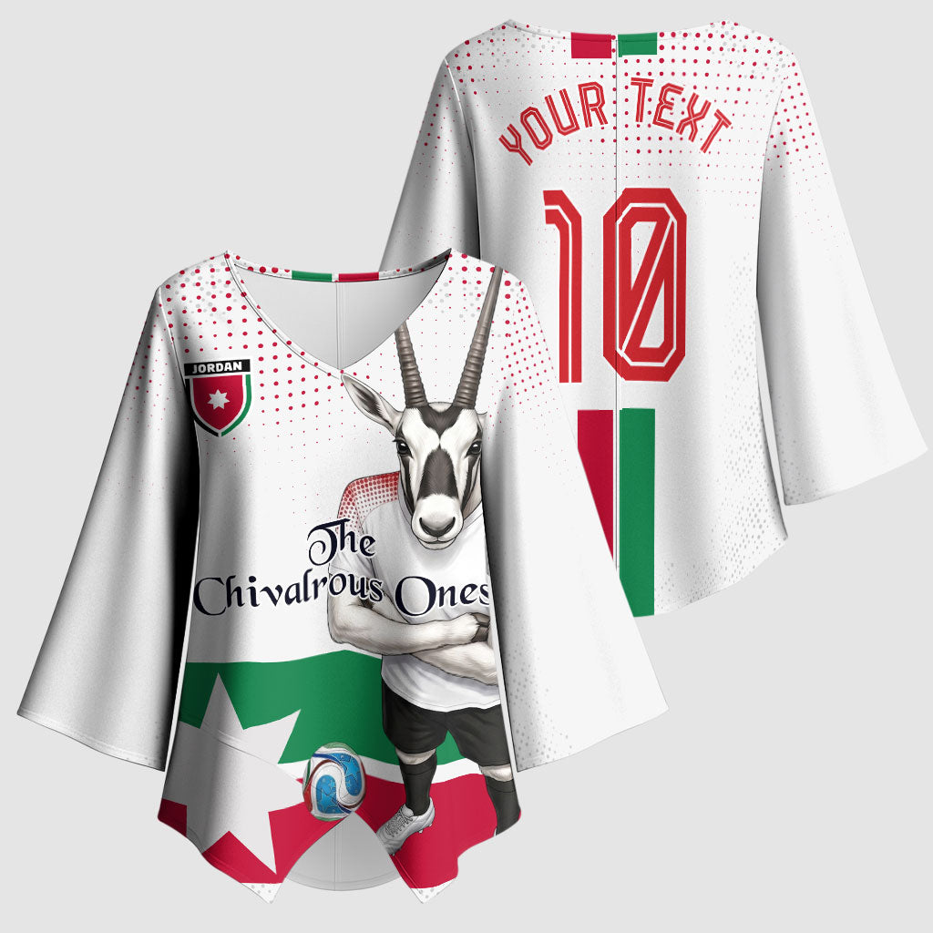Personalized Jordan Football Kimono Sleeve Blouse The Chivalrous Ones Oryx Mascot Patriotic Halftone Dot