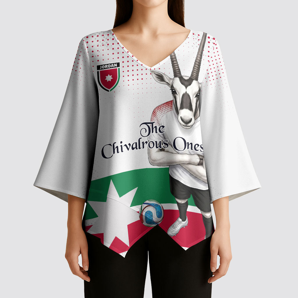 Personalized Jordan Football Kimono Sleeve Blouse The Chivalrous Ones Oryx Mascot Patriotic Halftone Dot