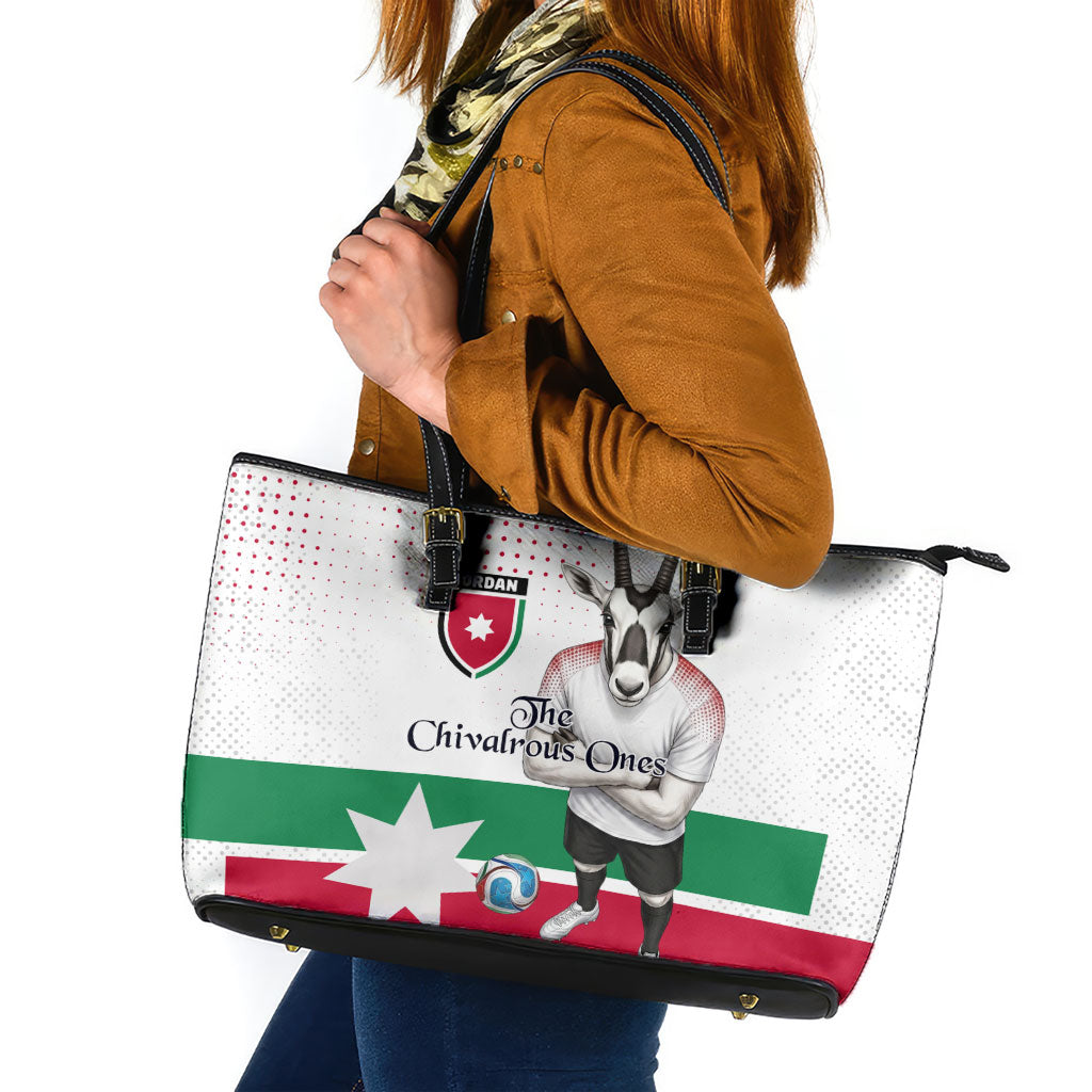 Jordan Football Leather Tote Bag The Chivalrous Ones Oryx Mascot Patriotic Halftone Dot