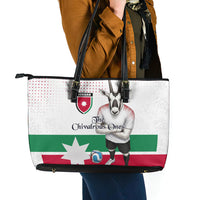 Jordan Football Leather Tote Bag The Chivalrous Ones Oryx Mascot Patriotic Halftone Dot