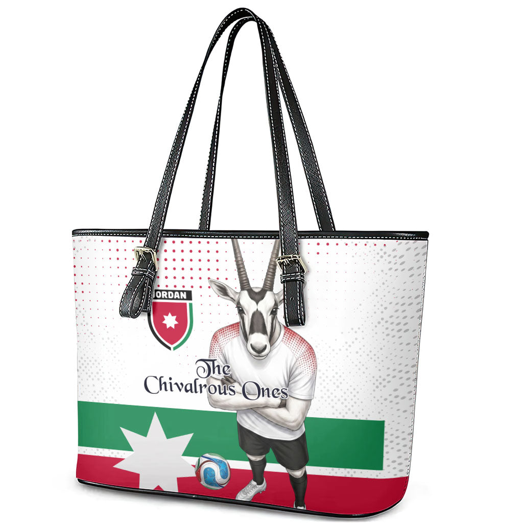 Jordan Football Leather Tote Bag The Chivalrous Ones Oryx Mascot Patriotic Halftone Dot
