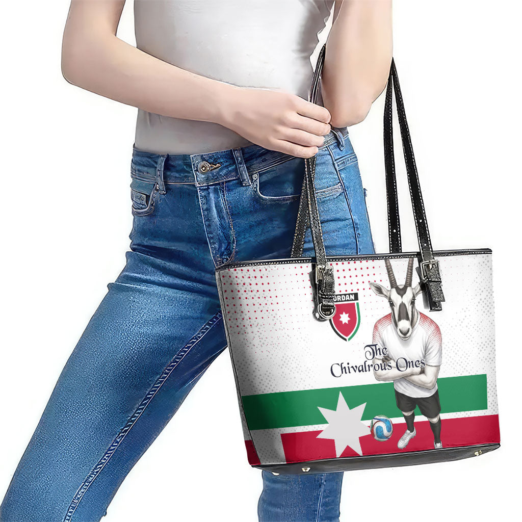 Jordan Football Leather Tote Bag The Chivalrous Ones Oryx Mascot Patriotic Halftone Dot