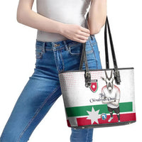Jordan Football Leather Tote Bag The Chivalrous Ones Oryx Mascot Patriotic Halftone Dot