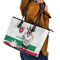 Jordan Football Leather Tote Bag The Chivalrous Ones Oryx Mascot Patriotic Halftone Dot