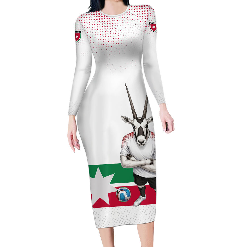 Jordan Football Long Sleeve Bodycon Dress The Chivalrous Ones Oryx Mascot Patriotic Halftone Dot