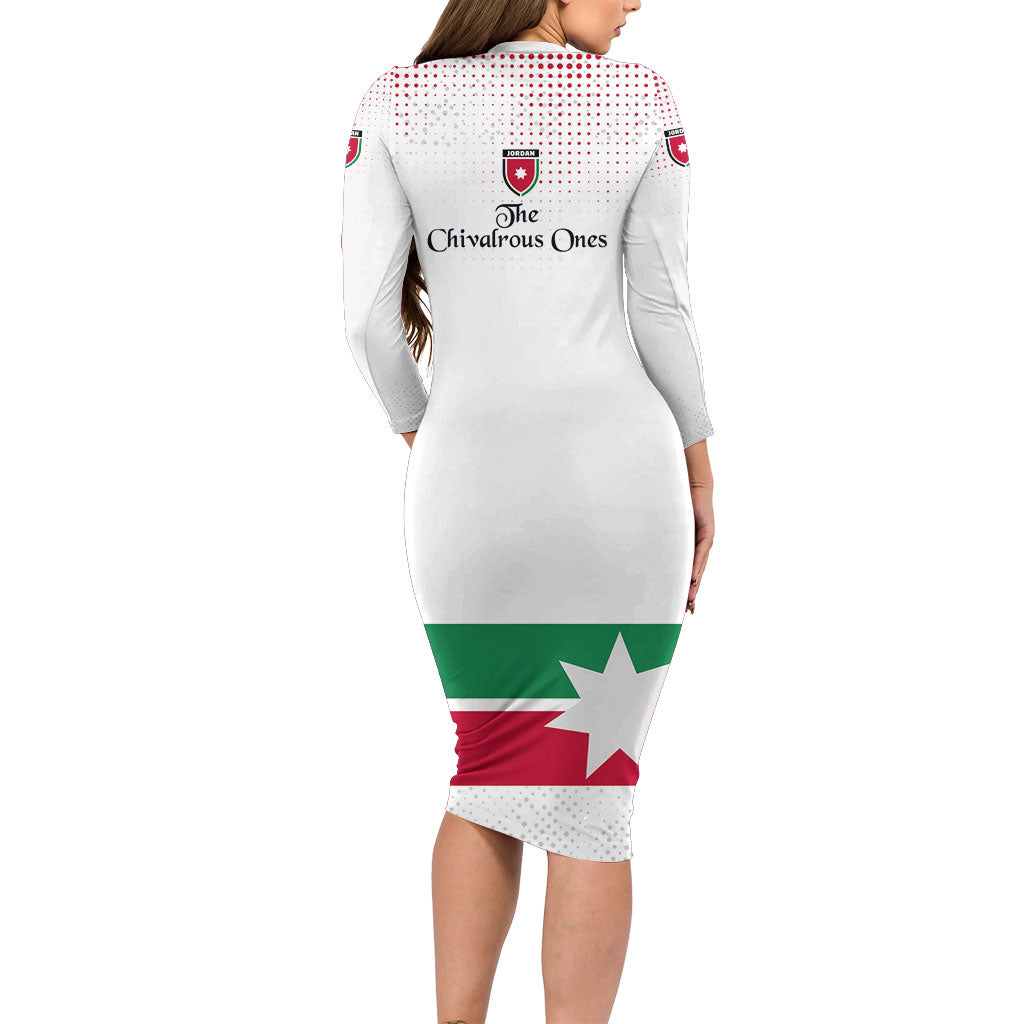 Jordan Football Long Sleeve Bodycon Dress The Chivalrous Ones Oryx Mascot Patriotic Halftone Dot