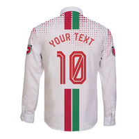 Personalized Jordan Football Long Sleeve Button Shirt The Chivalrous Ones Oryx Mascot Patriotic Halftone Dot
